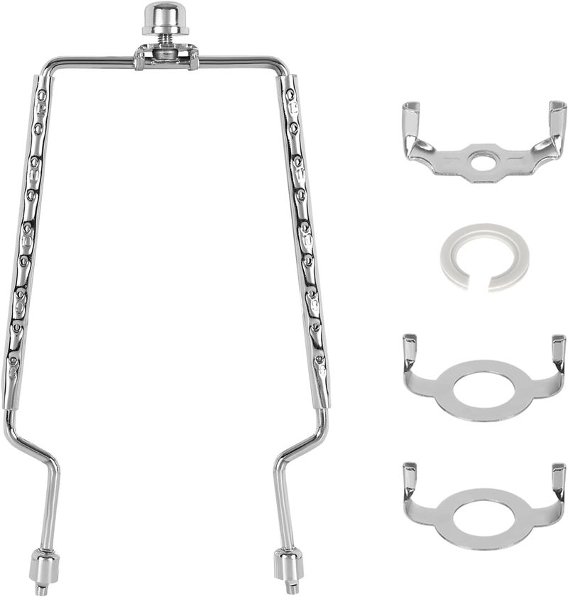 ALUCSET 8 9 10 11 12 inch Lamp Shade Harp Holder, Adjustable Lamp Harp Kit, Fit Both Standard Lamp Rod and E14 E26 E27 Light Base UNO Fitter Adapter Converter Finial Set, Lampshade Bracket - Image 1